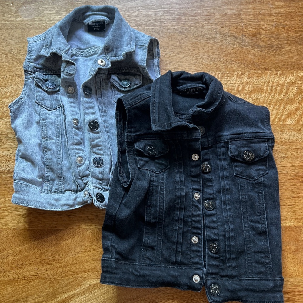 Little Bipsy Black and Gray Denim Vests size 12-18 months